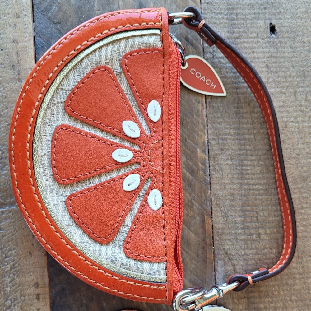 coach coin purse orange slice nwt